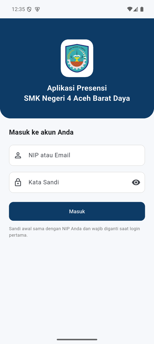 Layar masuk aplikasi